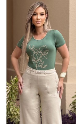 034534 - Blusa Manga Curta Estampa em Silk